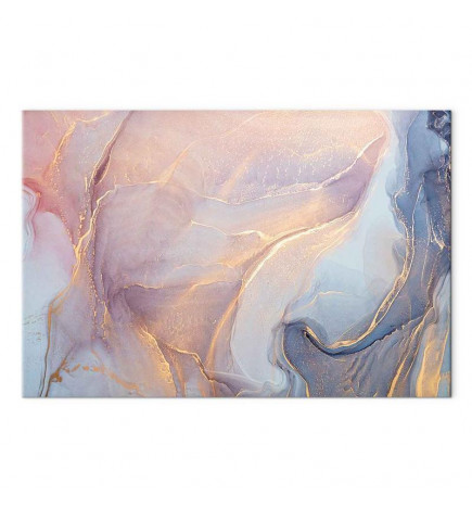 Tablou - Pink and blue marble - abstract watercolour with gold accents