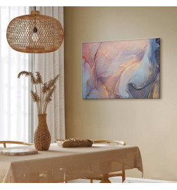 Quadro - Pink and blue marble - abstract watercolour with gold accents