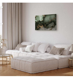 Schilderij - Green watercolour - abstraction inspired by the structure of marble