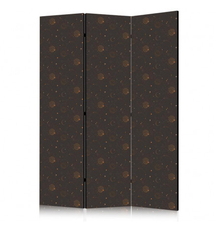 Paravento - Night Sky - Artistic Composition of Suns and Planets on a Black Background