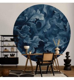 Ronde fotobehang - Dense dark blue abstract ornaments