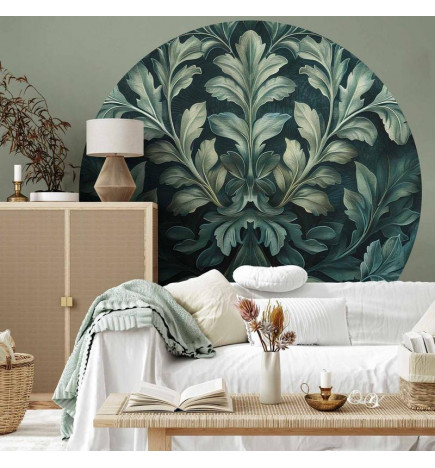 Mural de parede redondo - Victorian leaves in dark greens