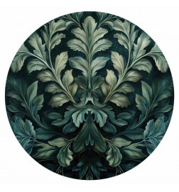Mural de parede redondo - Victorian leaves in dark greens