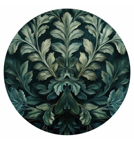 Ronde fotobehang - Victorian leaves in dark greens