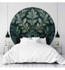 Apvalus fototapetas - Victorian leaves in dark greens