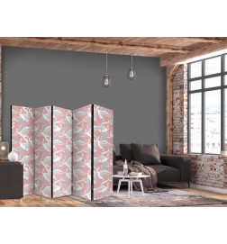 Paravent - Pastel birds - a delicate pattern of white and grey herons on a light pink background