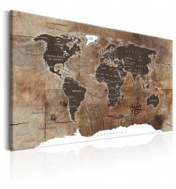 Wandbild - World Map: Wooden Mosaic