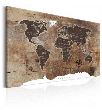 Canvas Print - World Map: Wooden Mosaic