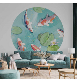 Ronde fotobehang - Pond in Japan