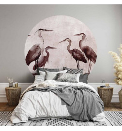 Apaļā fototapete - Herons painted with ink
