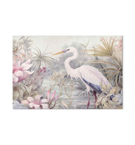 XXL slika - Heron wading in a pond - illustration in bright colours
