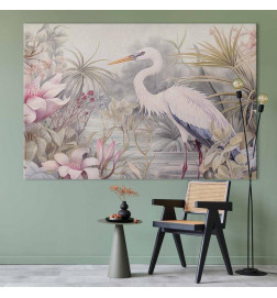 XXL-kuva - Heron wading in a pond - illustration in bright colours