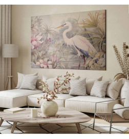 Tablou XXL - Heron wading in a pond - illustration in bright colours