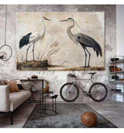 XXL paveikslas - Birds from an old engraving - vintage-style illustration depicting a heron and a crane