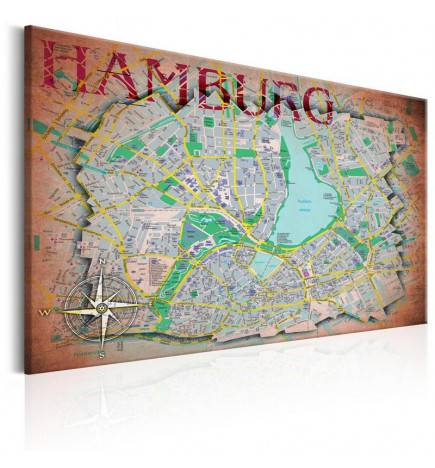61,90 €Quadro con la mappa di Amburgo - Germania - ARREDALACASA