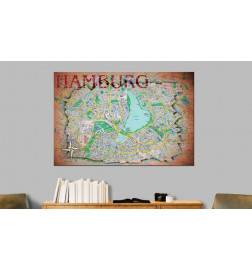 Quadro con la mappa di Amburgo - Germania - ARREDALACASA