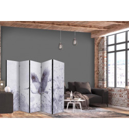 Room Divider - Majestic flight - a crane in flight in monochrome, cool colours
