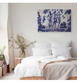 Paveikslas - Ancient vineyard - three women in a portal painted with blue ink