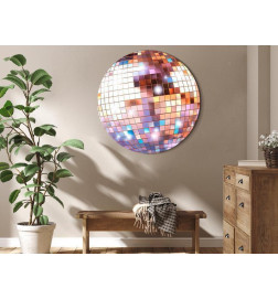 Apvalus paveikslas ant drobės - Rose gold disco ball