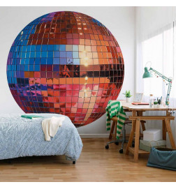 Mural de parede redondo - Old gold disco ball