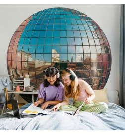 Ronde fotobehang - Platinum disco ball