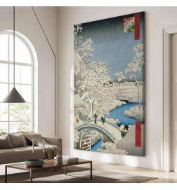 Groot XXL schilderij - Utagawa Hiroshige – Drum bridge and Setting Sun Hill at Meguro
