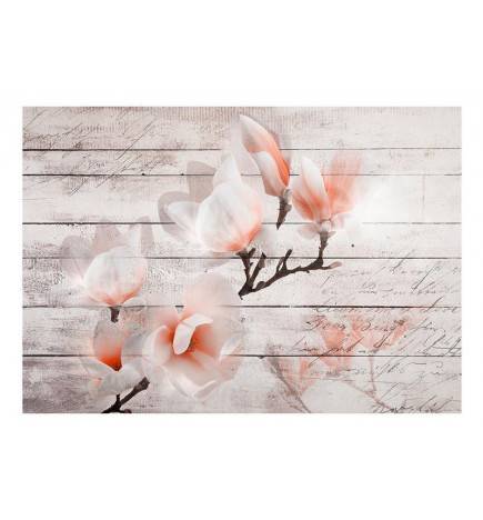Fotomurale con le magnolie sul legno - Arredalacasa