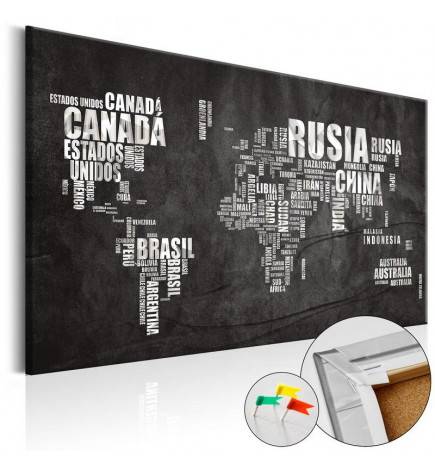 Decorative Pinboard - Mundo Negro [Cork Map]
