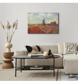 Leinwandbild - Claude Monet – Tulip Fields with Windmill