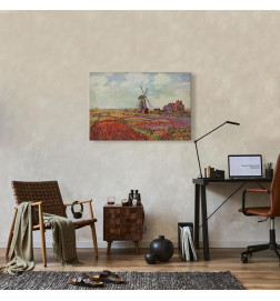 Leinwandbild - Claude Monet – Tulip Fields with Windmill