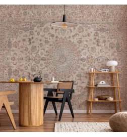 Wall Mural - Sand carpet - worn Persian carpet with rich decorative motifs