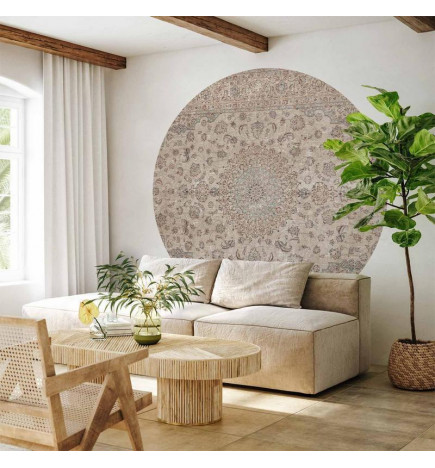 Mural de parede redondo - Sand carpet - worn Persian carpet with rich decorative motifs