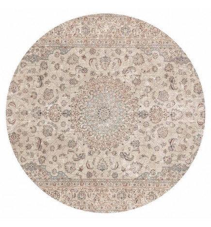 Ronde fotobehang - Sand carpet - worn Persian carpet with rich decorative motifs