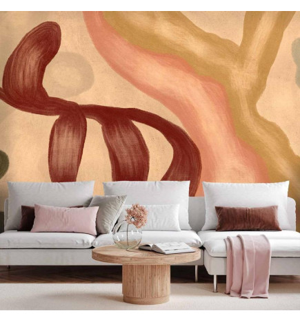 Fototapet - Colorful shapes – worn-out figures in lime wash technique