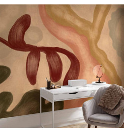 Mural de parede - Colorful shapes – worn-out figures in lime wash technique