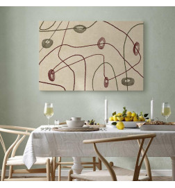 Schilderij - Lines and shapes – bead labyrinth on a pale washed background