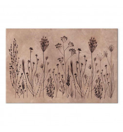 Canvas Print - Wildflowers – black plants on lime-wash background