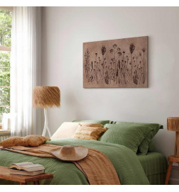 Quadro - Wildflowers – black plants on lime-wash background