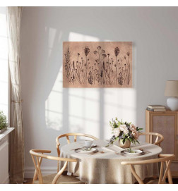 Tablou - Wildflowers – black plants on lime-wash background