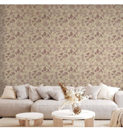 Papel pintado - Beige mushrooms and herbs