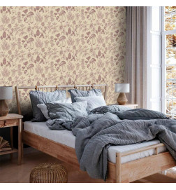 Wallpaper - Beige mushrooms and herbs