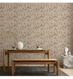 Papel pintado - Beige mushrooms and herbs