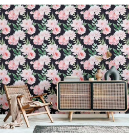 Tapetti - Peonies on graphite background