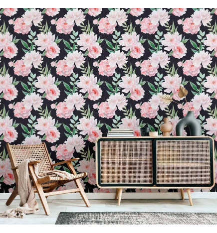 Tapeta - Peonies on graphite background