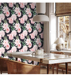 Tapisserie murale - Peonies on graphite background