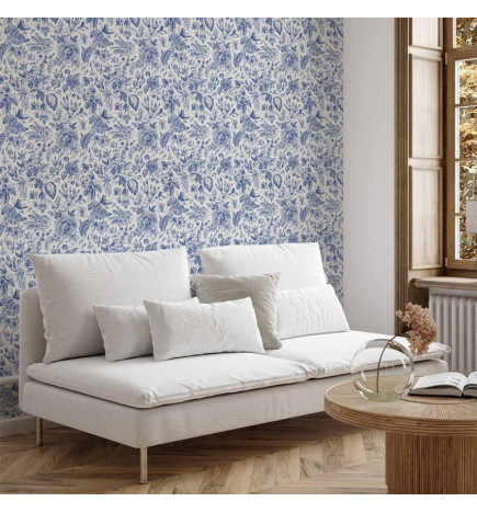 Tappezzeria murale - Illustration with blue flowers