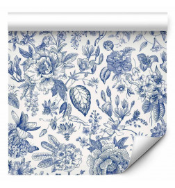 Papel de parede - Illustration with blue flowers
