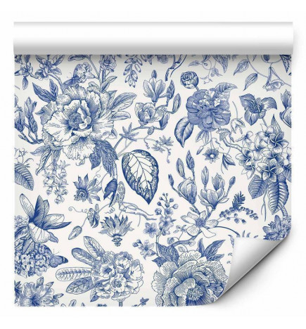 Tapetti - Illustration with blue flowers