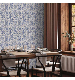 Wallpaper - Illustration with blue flowers