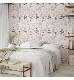 Tapisserie murale - Flowers and herbs in warm greys